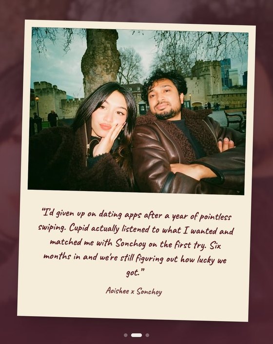 A Polaroid of a couple who met through 1Soul, with their own words written underneath it